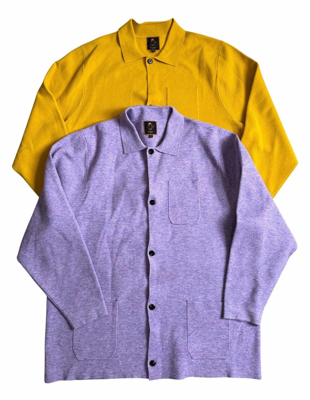 Vintage Cigar 4XL Knit Button Up Shirt Jacket Lot of 2 Purple Yellow 90s